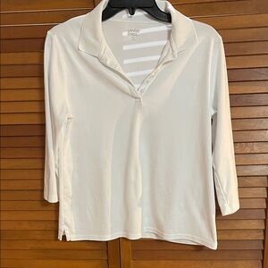 Lands' End Women's Cream Button Front Top